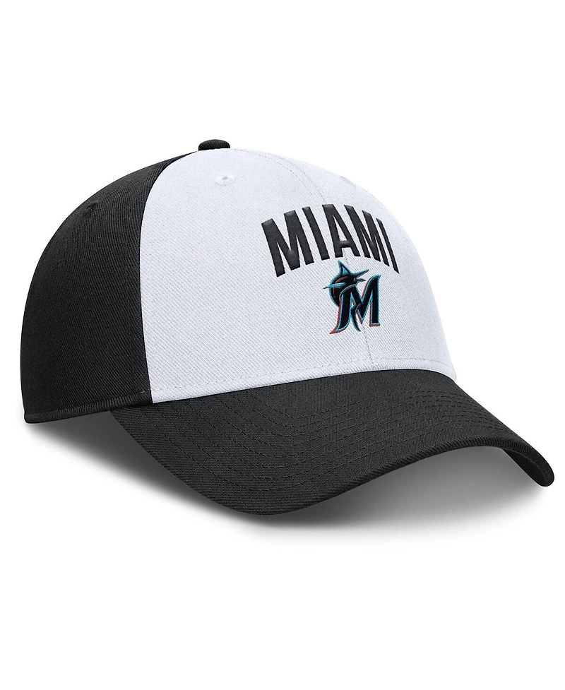 Nike Men's White/Black Miami Marlins Club Performance Adjustable Hat