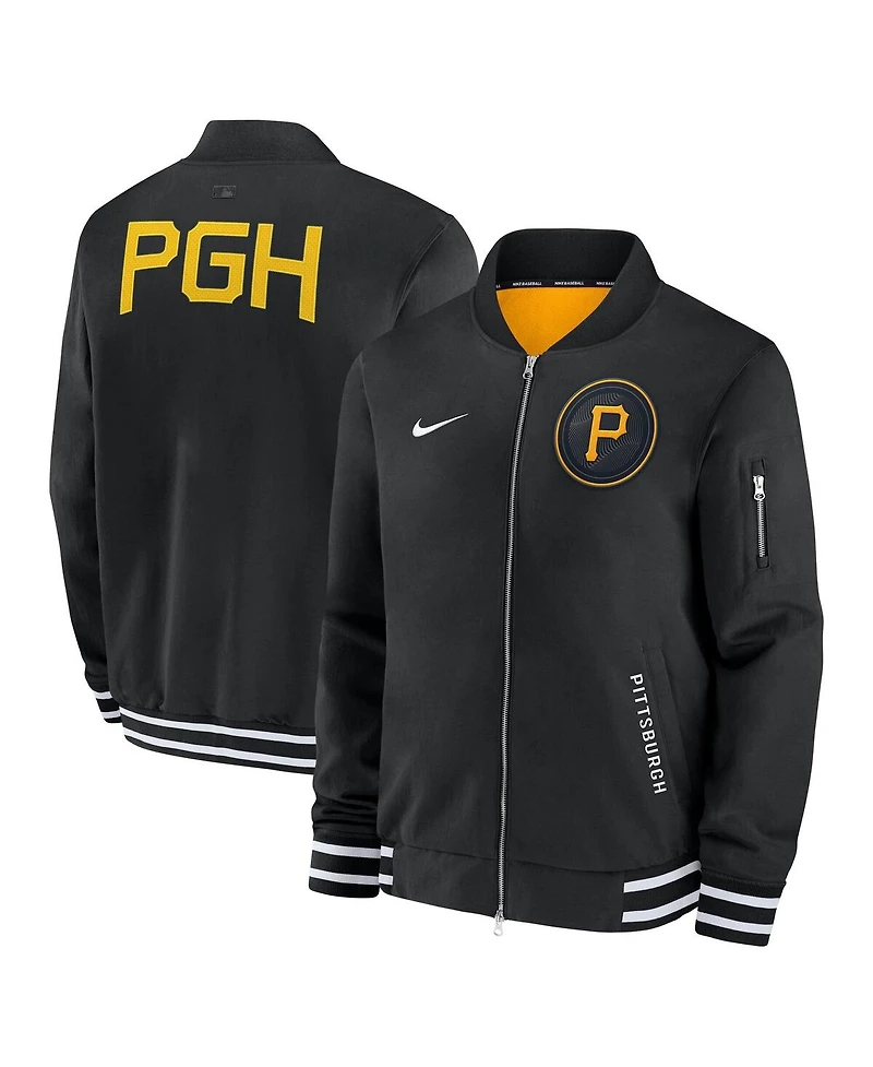 Nike Men's Black Pittsburgh Pirates Authentic Collection City Connect Full-Zip Bomber Jacket