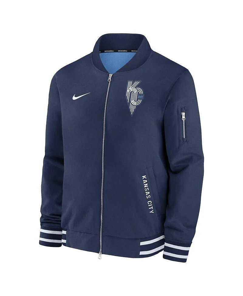 Nike Men's Navy Kansas City Royals Authentic Collection Connect Full-Zip Bomber Jacket
