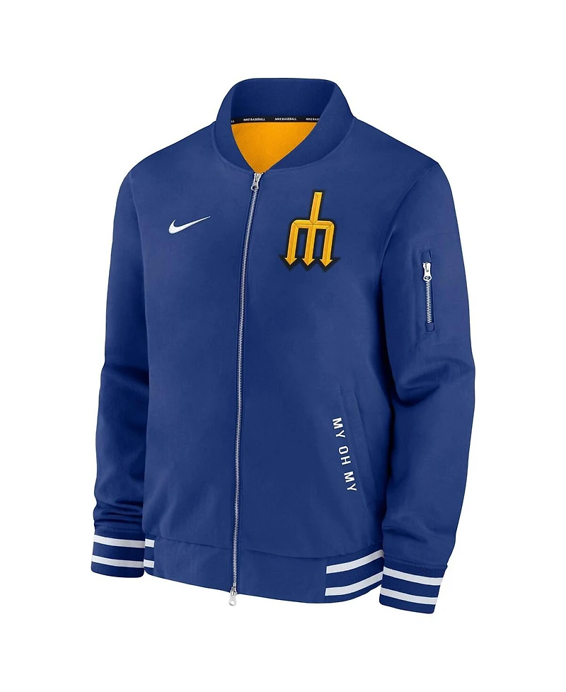 Nike Men's Royal Seattle Mariners Authentic Collection City Connect Full-Zip Bomber Jacket