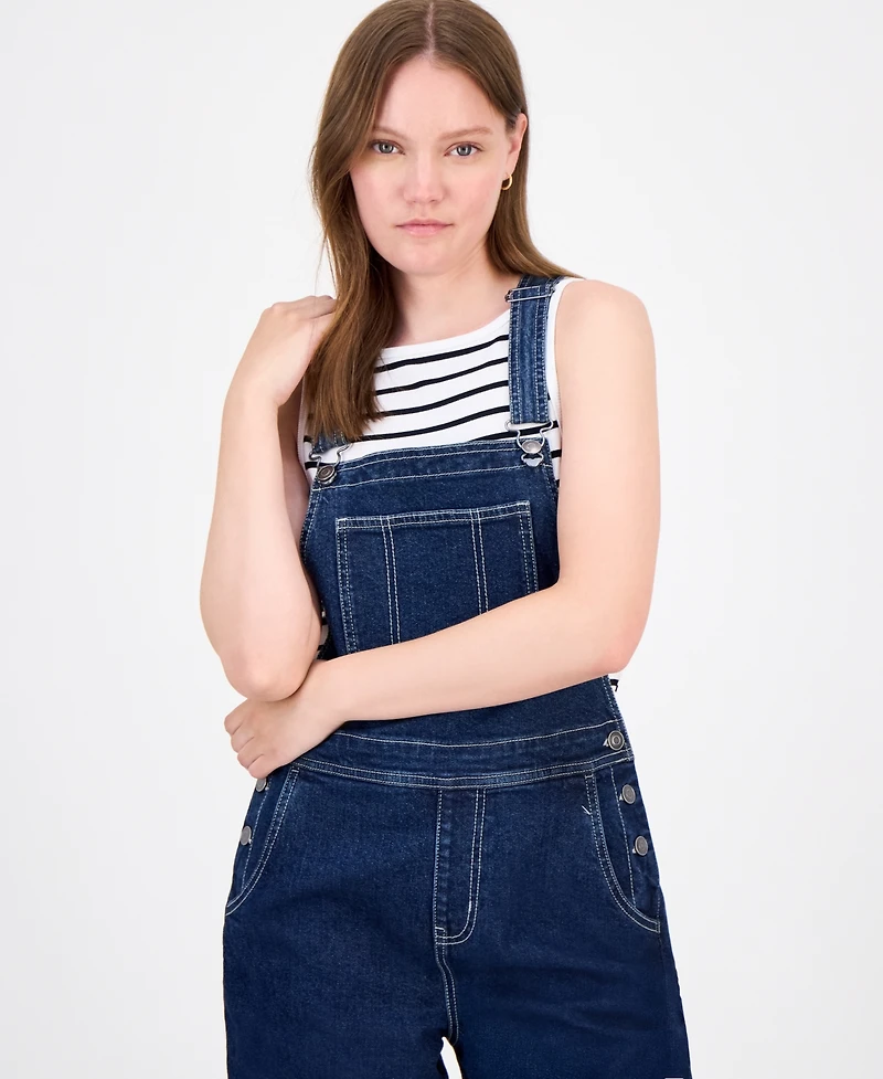 Celebrity Pink Juniors' Straight-Leg Denim Overalls