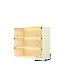 Streamdale Off white Led light shoe box three layers with glass doors