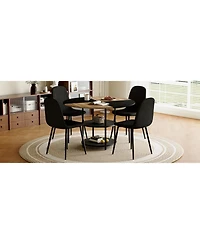 Streamdale Furniture 47" Round Dining Table Set with 4 Black Chairs