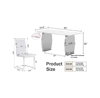 Snow Mountain White Sintered Stone Dining Set - 4 Pu Chairs