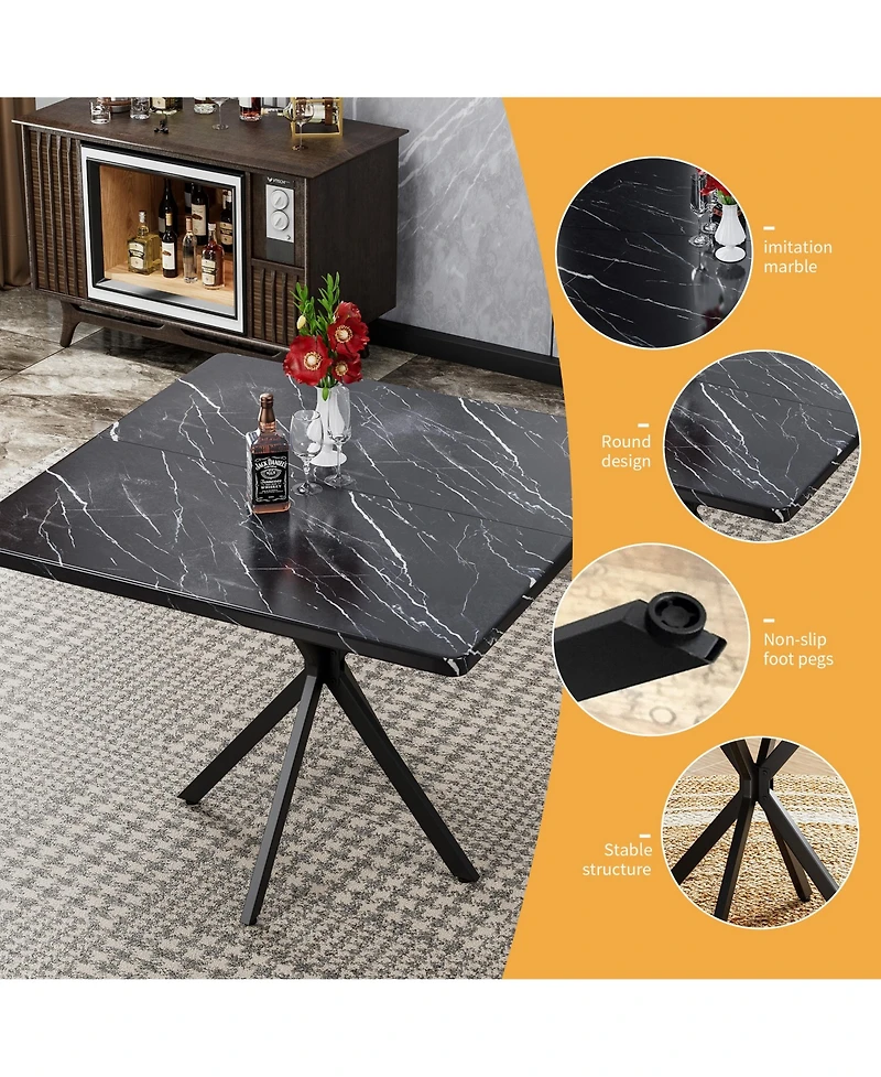 Streamdale Square Faux Marble Dining Table Set for 4