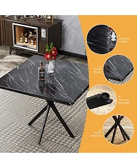 Streamdale Square Faux Marble Dining Table Set for 4
