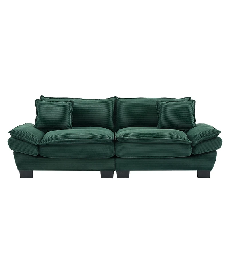 Streamdale Corduroy Loveseat Sleeper Sofa with Pillows - Green