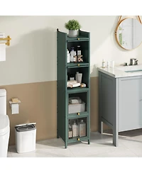 Streamdale Modern 4-Tier Glass Door Cabinet Multi-Purpose Storage for Entryway, Living Room, Bathroom