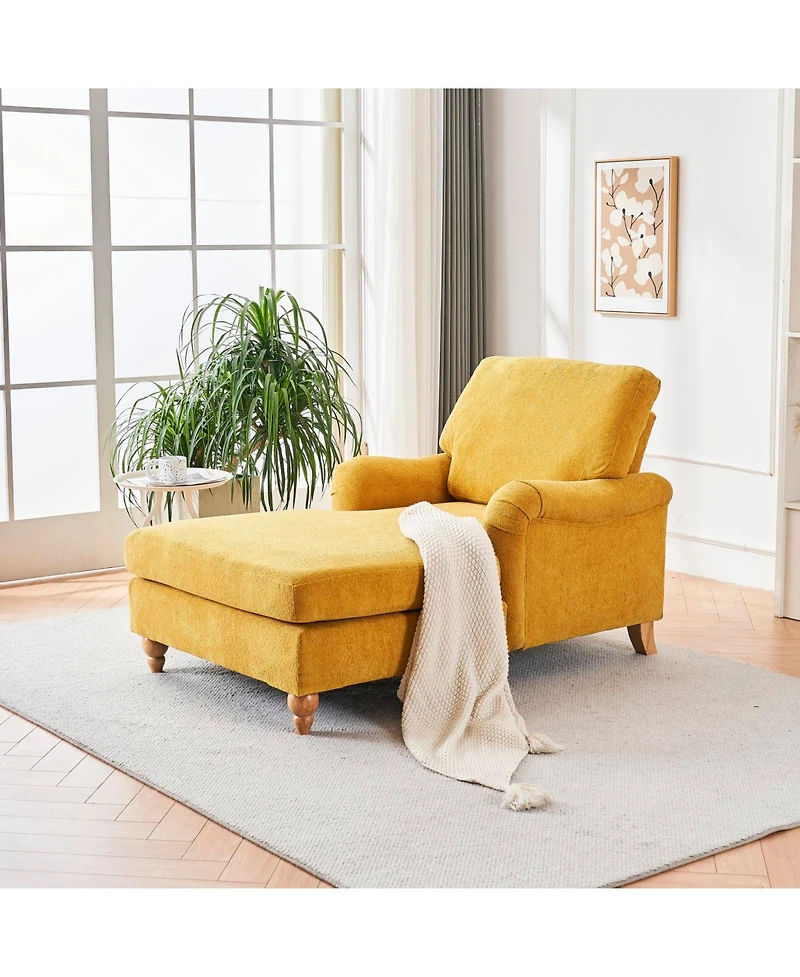 Streamdale Modern Mid-Century Indoor Oversized Chaise Lounger Comfort Sleeper Sofa with Soild Wood Legs