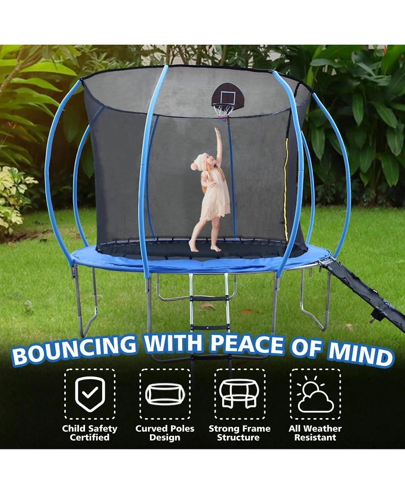 Streamdale 8ft Pumpkin Trampoline w/Slide & Enclosure