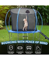 Streamdale 8ft Pumpkin Trampoline w/Slide & Enclosure