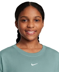 Nike Big Girls Sportswear Essential Cotton Swoosh Logo T-Shirt