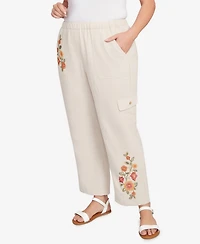 Alfred Dunner Plus Copper Canyon Floral Embroidered Ankle Pants