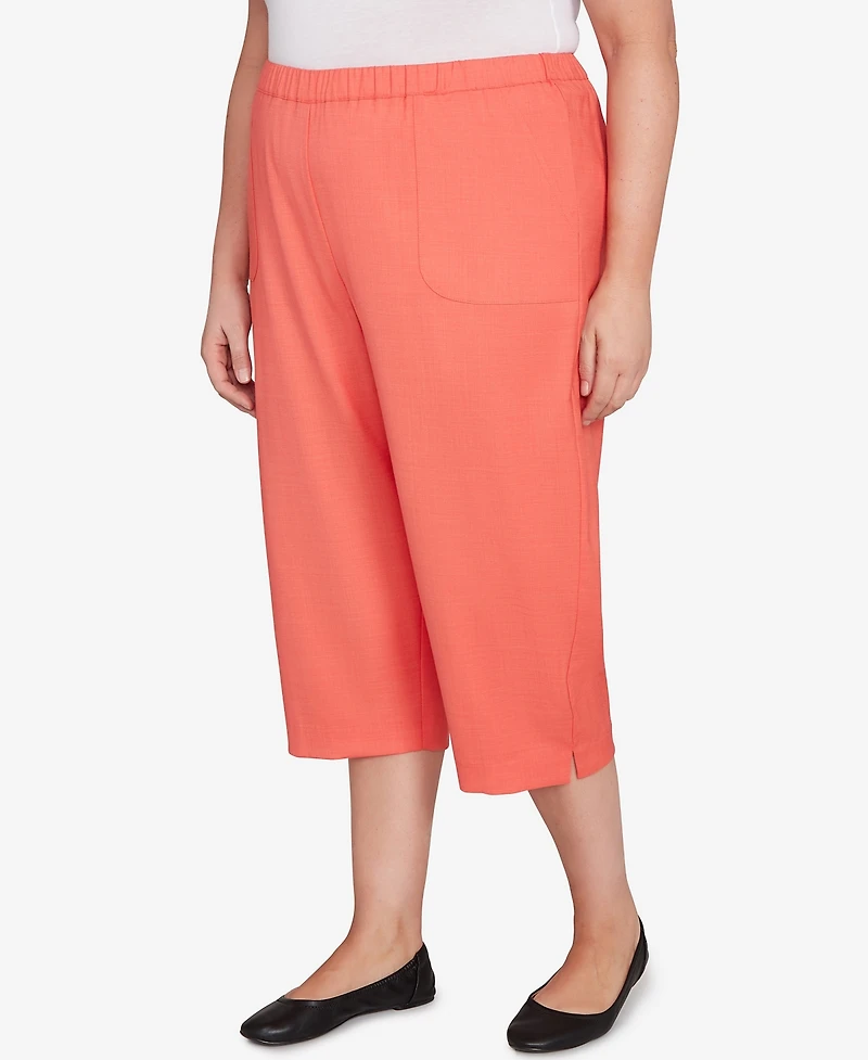 Alfred Dunner Plus Catalina Island Patch Pocket Elastic Waistband Capri Pants