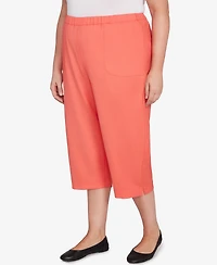Alfred Dunner Plus Catalina Island Patch Pocket Elastic Waistband Capri Pants