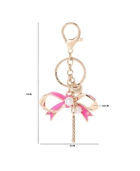 Juicy Couture Bow Charm Keychain – Stylish Gold & Pink Bling Accessory
