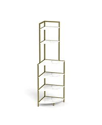 Streamdale 6-Tier Corner Bookshelf with Open Shelves, Rustic Brown