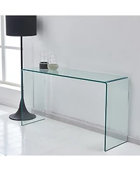 Streamdale Glass Console Table, Transparent Tempered Glass Console Table with Rounded Edges Desks, Sofa Table