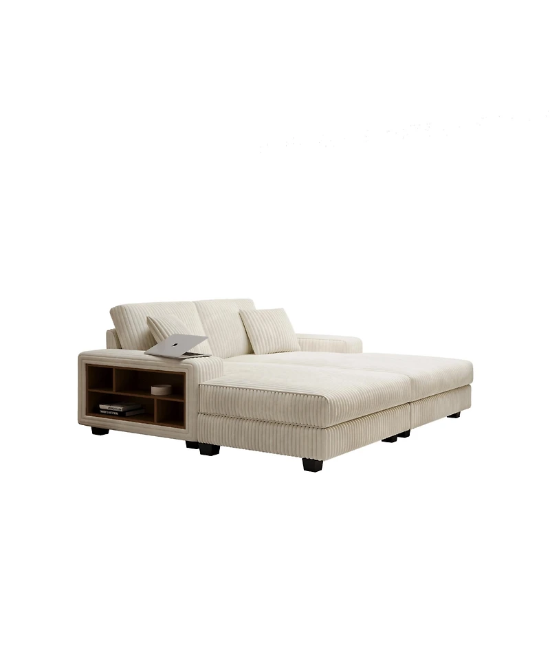 Streamdale Cozy Corduroy Sofa Sleeper, Modern Oversized Living Room Convertible Lounge