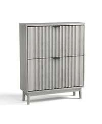 Streamdale Fluted Shoe Cabinet with Flip Drawers for Entryway