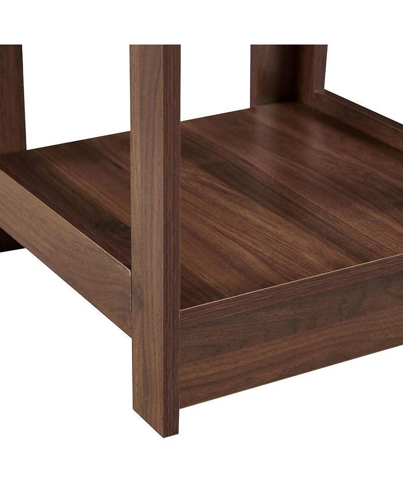 Streamdale Pe Rattan End Table with Drawer, Modern Nightstand, Side Table for Living Room, Bedroom, Walnut Color