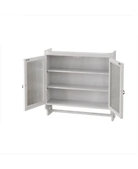 Streamdale 24.8" Glass Door Cabinet with 3-Tier Storage & Towel Rack