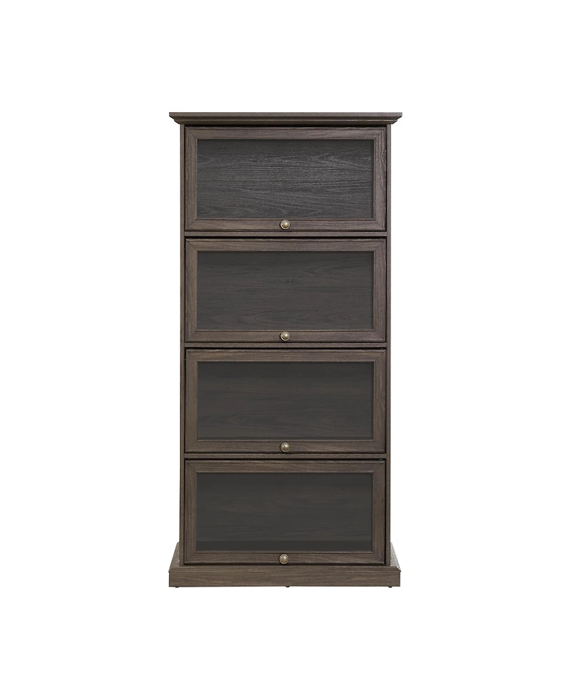 Streamdale 4-Tier Glass Display Cabinet with Flip-Up Doors Collectors Showcase