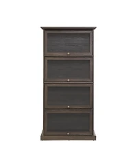 Streamdale 4-Tier Glass Display Cabinet with Flip-Up Doors Collectors Showcase