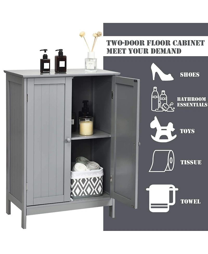 2-Door Free-Standing Bathroom Cabinet with Shelf