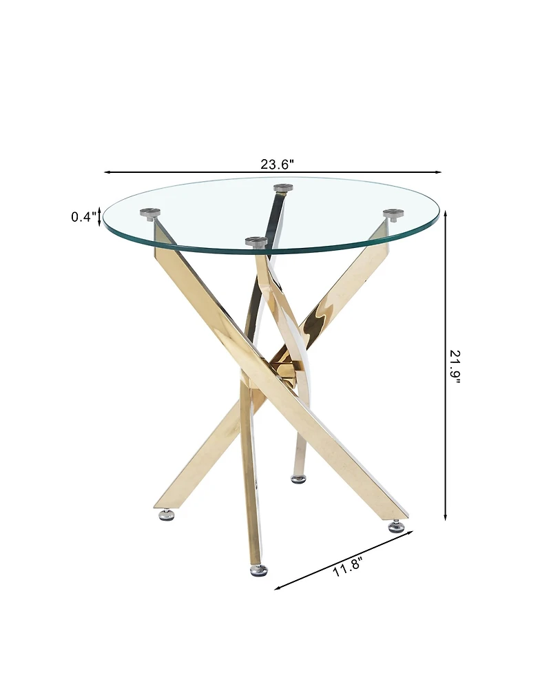 Streamdale Modern Round Tempered Glass End Table With Chrome Legs