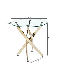 Streamdale Modern Round Tempered Glass End Table With Chrome Legs