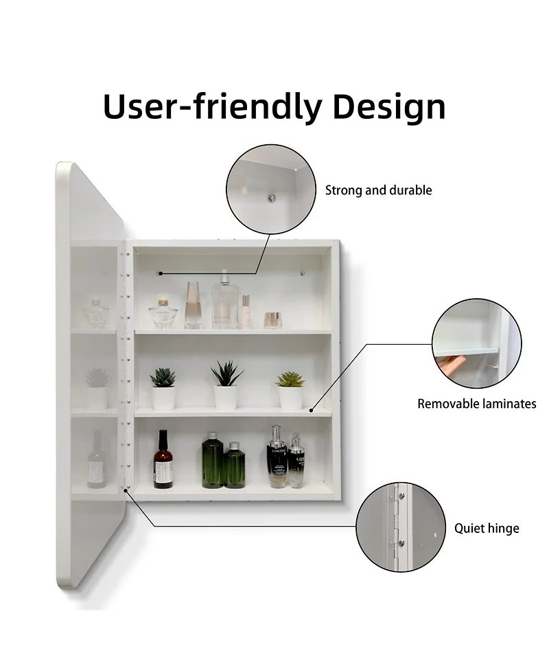 Streamdale Furniture Streamdale White Metal Medicine Cabinet with Mirror (24x32)