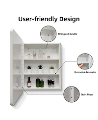 Streamdale Furniture Streamdale White Metal Medicine Cabinet with Mirror (24x32)