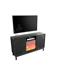 Mid-Century Modern Tv Stand with 18" Electric Fireplace
