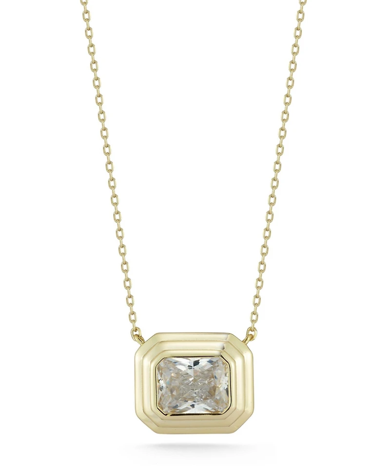 Rachel Zoe 14K Gold Plated Sterling Silver Radiant Cut Solitaire Necklace
