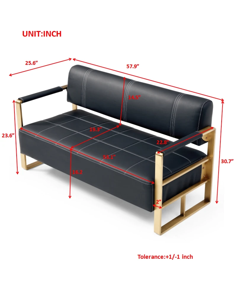 Simplie Fun 57.9" Width Modern Upholstery Faux Bonded Leather Loveseat Sofa
