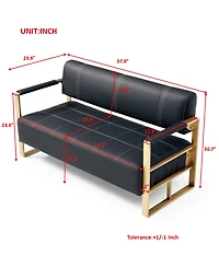 Simplie Fun 57.9" Width Modern Upholstery Faux Bonded Leather Loveseat Sofa