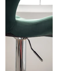 Streamdale Furniture Upholstered Adjustable Swivel Barstools in Green, Set of 2