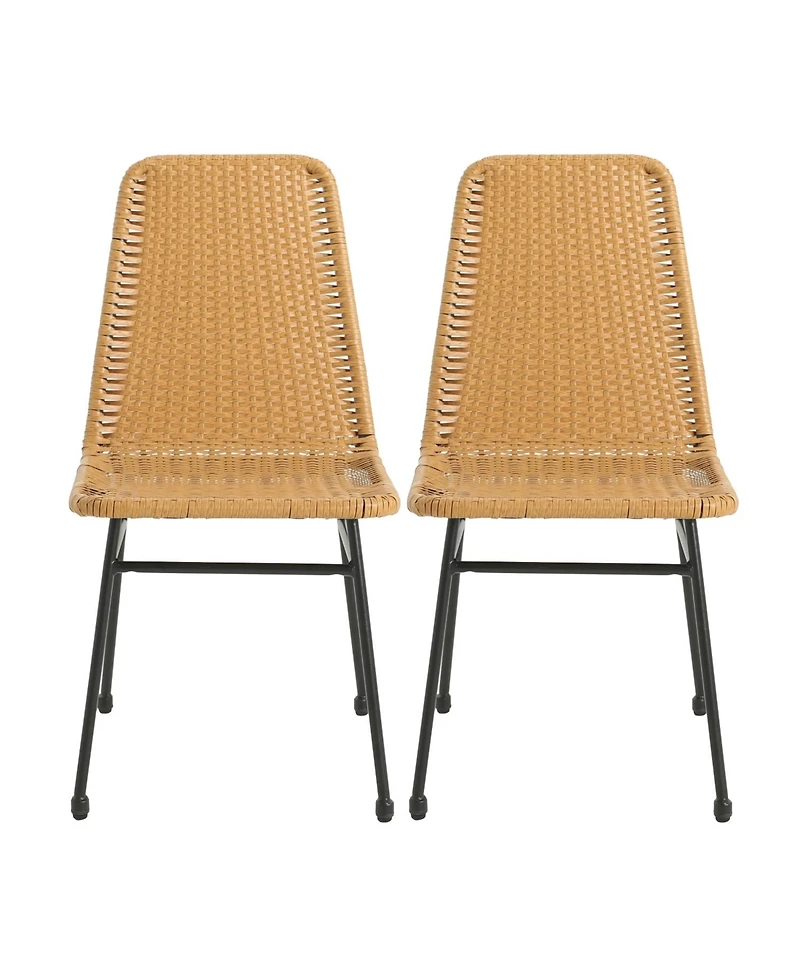 Streamdale Sturdy Rattan Woven Armchairs Crate Set of 2 with Iron Legs