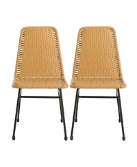 Streamdale Sturdy Rattan Woven Armchairs Crate Set of 2 with Iron Legs