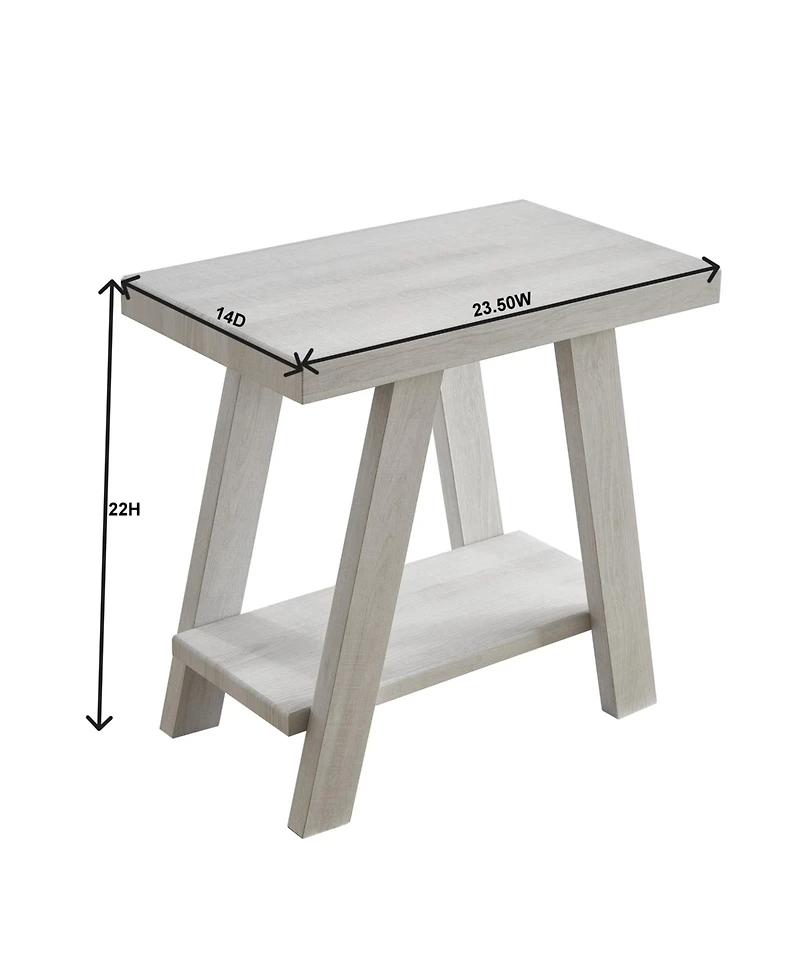 Streamdale Furniture Wood Shelf Side Table in White Finish