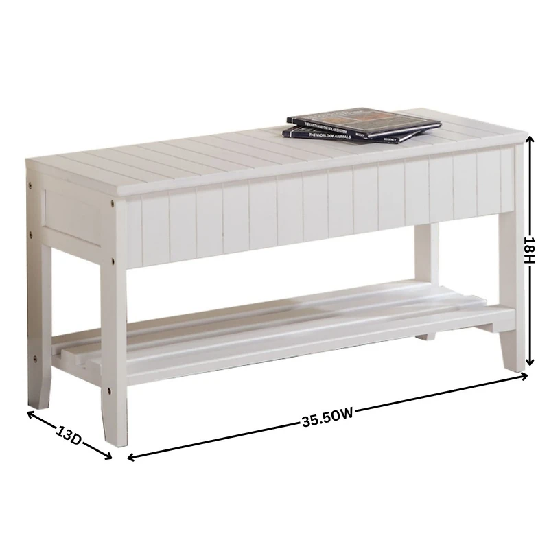 Streamdale Furniture Quality Solid Wood Shoe Bench with Storage, White
