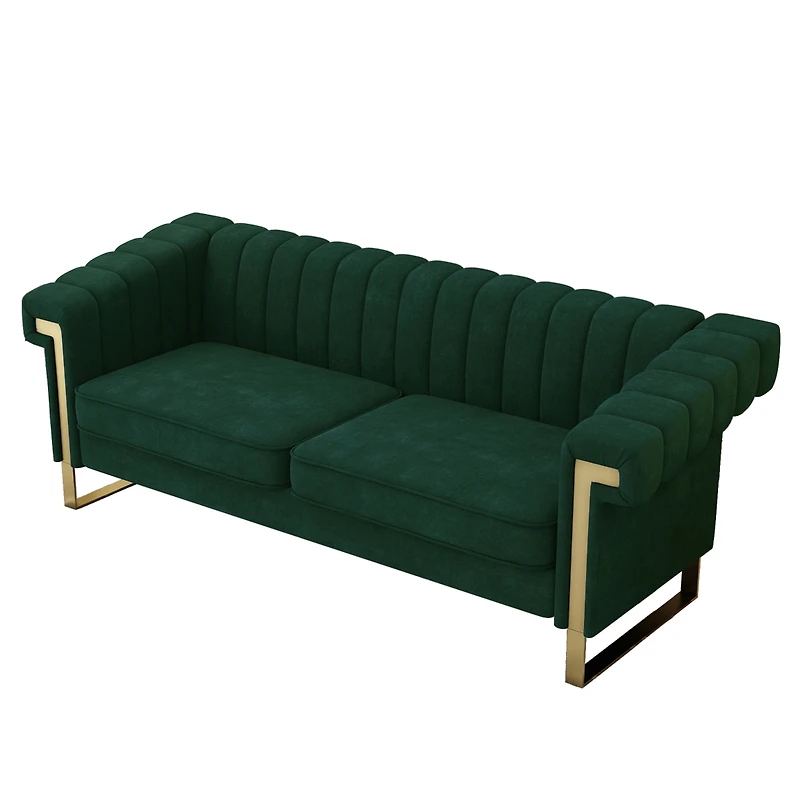 Streamdale Furniture Modern Plush Sofa with Gold Accents Soft, Comfortable, and Stylish