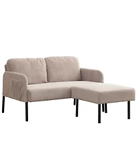 Streamdale Beige L-Shaped loveseat sofa with ottoman for small spaces