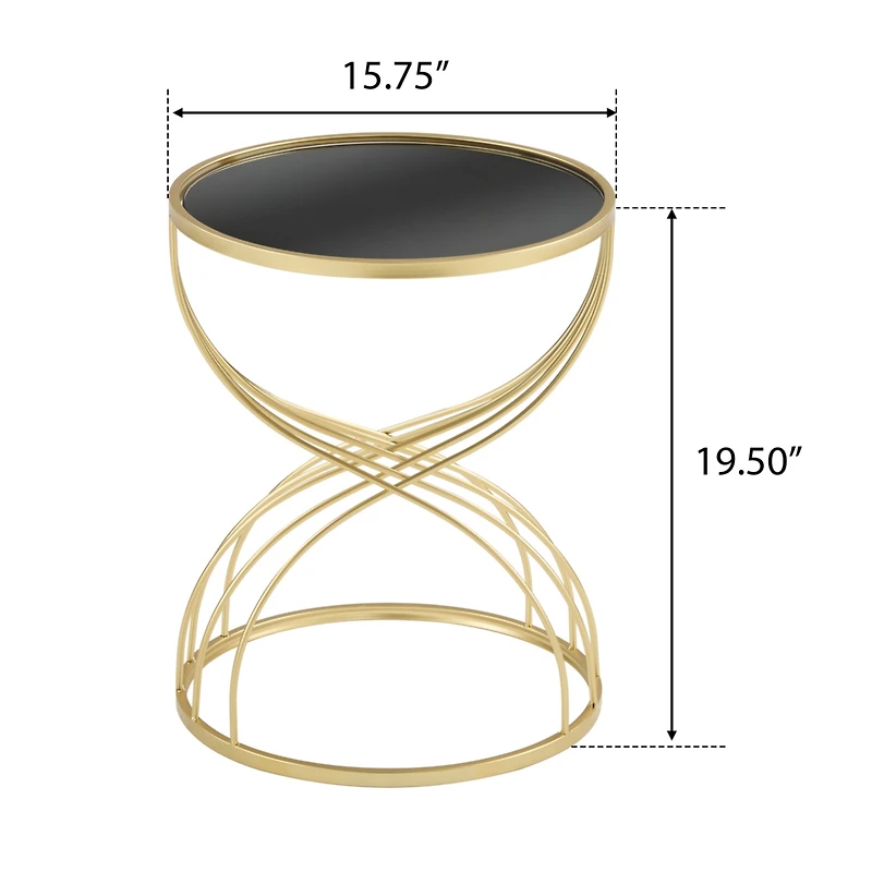 Modern Side Table [Golden Metal Frame+Black MIirror Top]