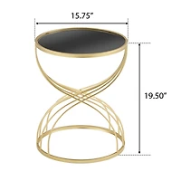 Modern Side Table [Golden Metal Frame+Black MIirror Top]