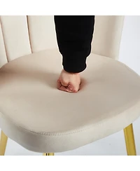Streamdale Modern Velvet Dining Chair Set (2) with Golden Legs