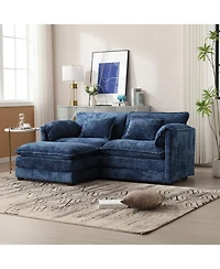 Streamdale Chenille fabric, removable armrests with side pockets, high density sponge filling, oversized double sofa with footstool