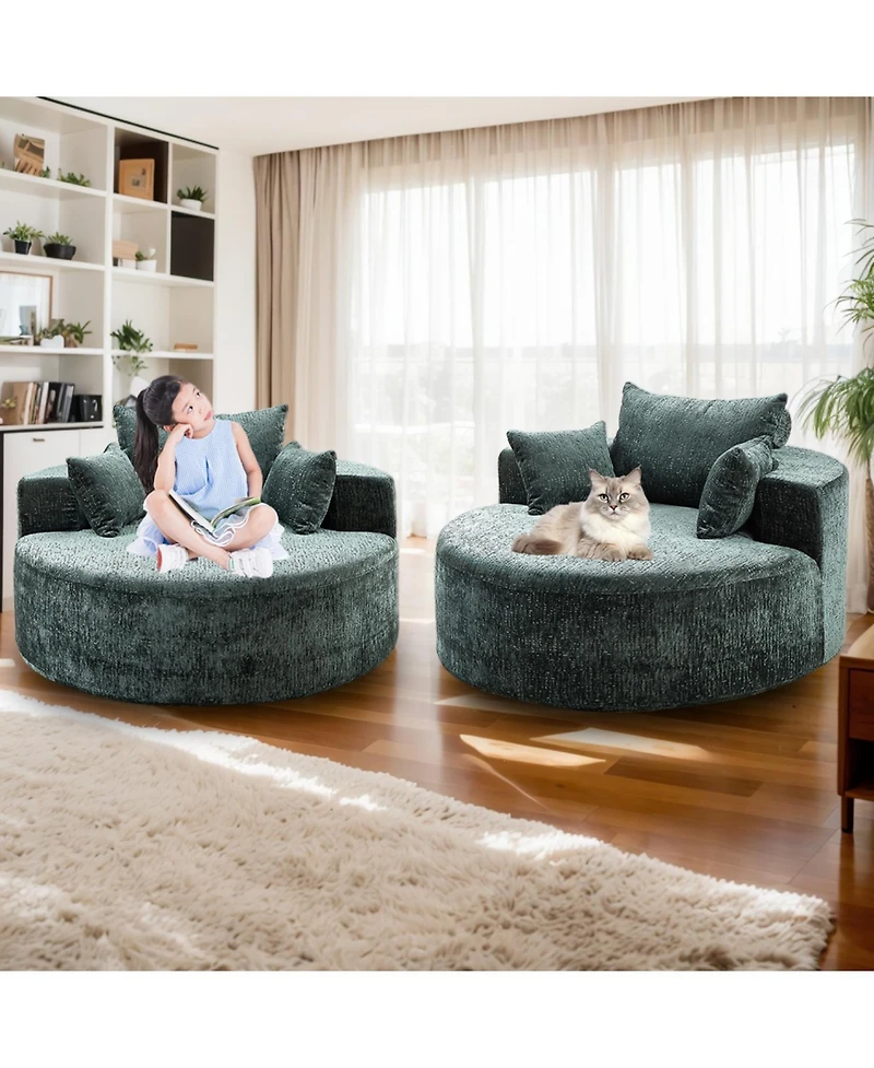 Streamdale Chenille Sofa Sleeper, 55'', Assembly-Free, Modern Lounge Chair