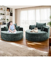 Streamdale Chenille Sofa Sleeper, 55'', Assembly-Free, Modern Lounge Chair